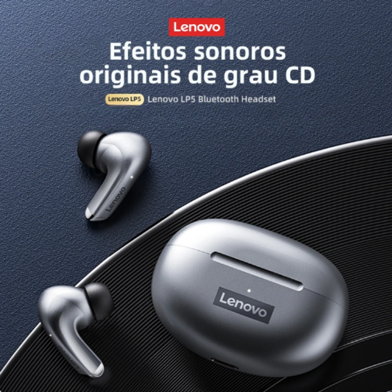 Lenovo-LP5 Fones De Ouvido Bluetooth Sem Fio