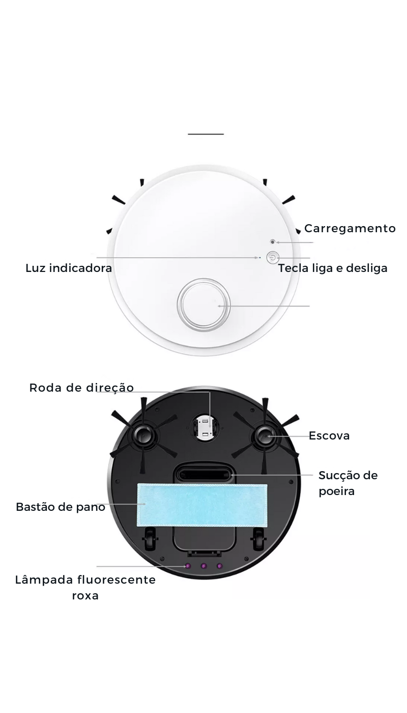 Robô Aspirador Automático, Aspirador Inteligente, Varredura Sem Fio