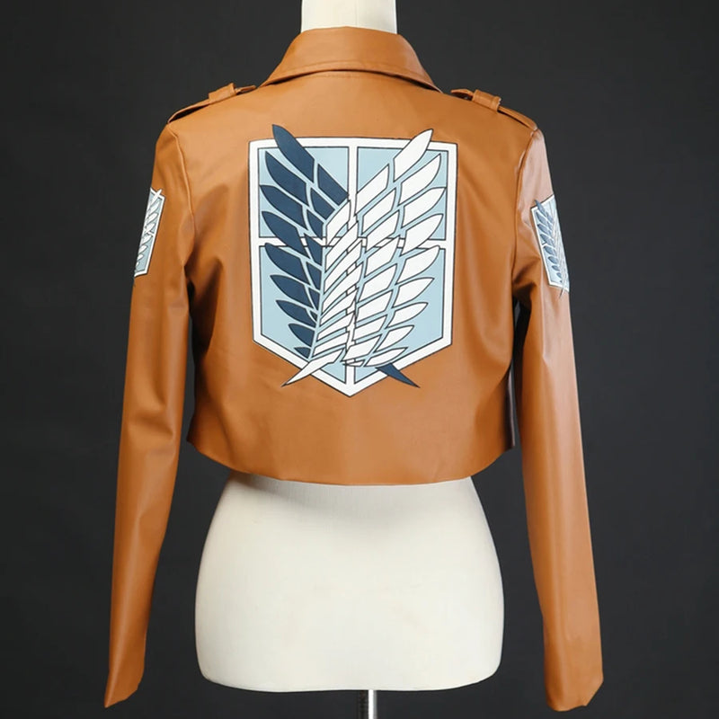 Jaqueta de Couro Anime Attack on Titan Cosplay ,Traje Shingeki no Kyojin Cosplay