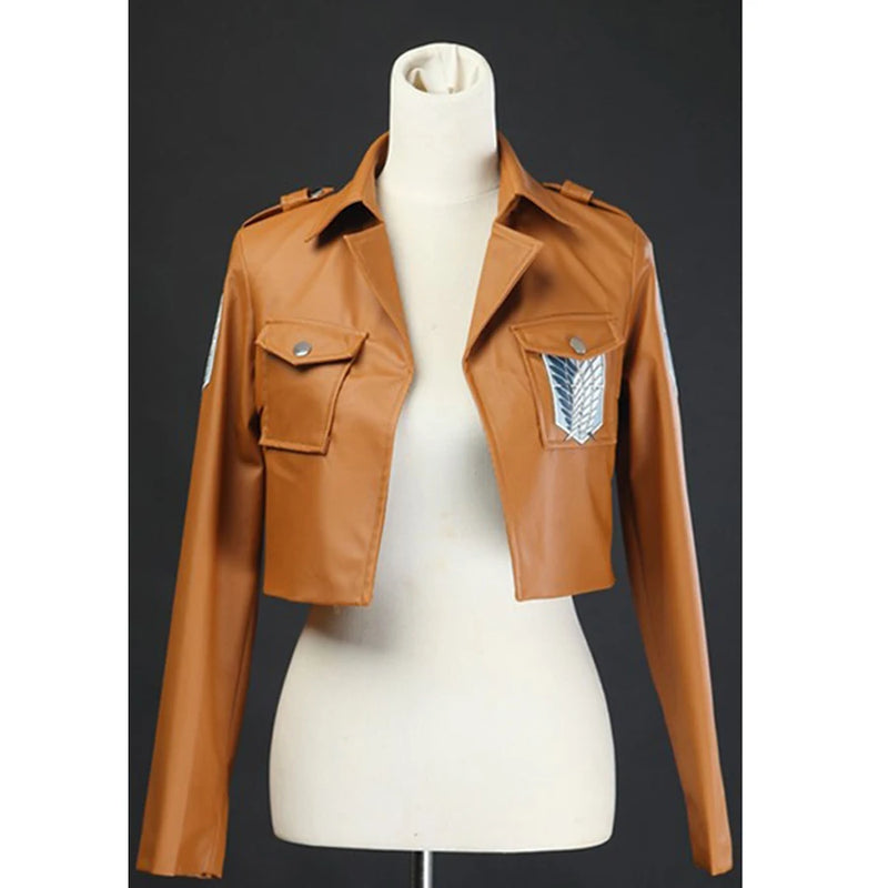 Jaqueta de Couro Anime Attack on Titan Cosplay ,Traje Shingeki no Kyojin Cosplay