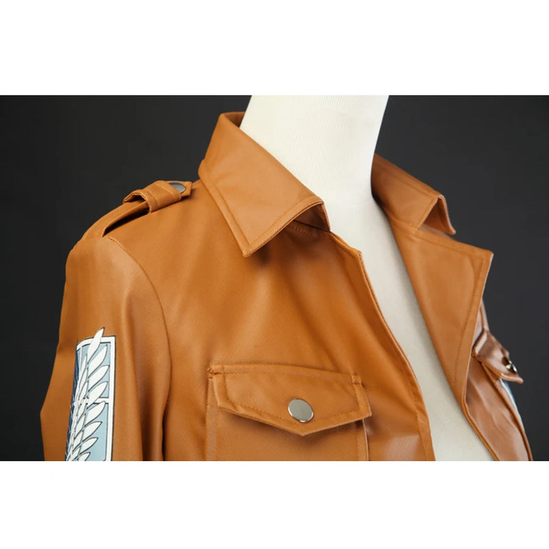 Jaqueta de Couro Anime Attack on Titan Cosplay ,Traje Shingeki no Kyojin Cosplay