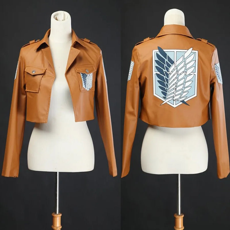 Jaqueta de Couro Anime Attack on Titan Cosplay ,Traje Shingeki no Kyojin Cosplay