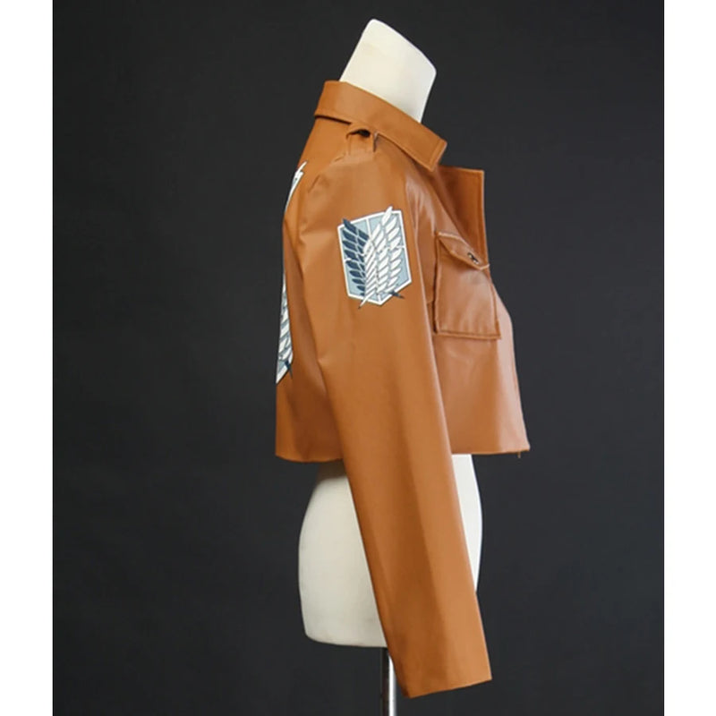 Jaqueta de Couro Anime Attack on Titan Cosplay ,Traje Shingeki no Kyojin Cosplay