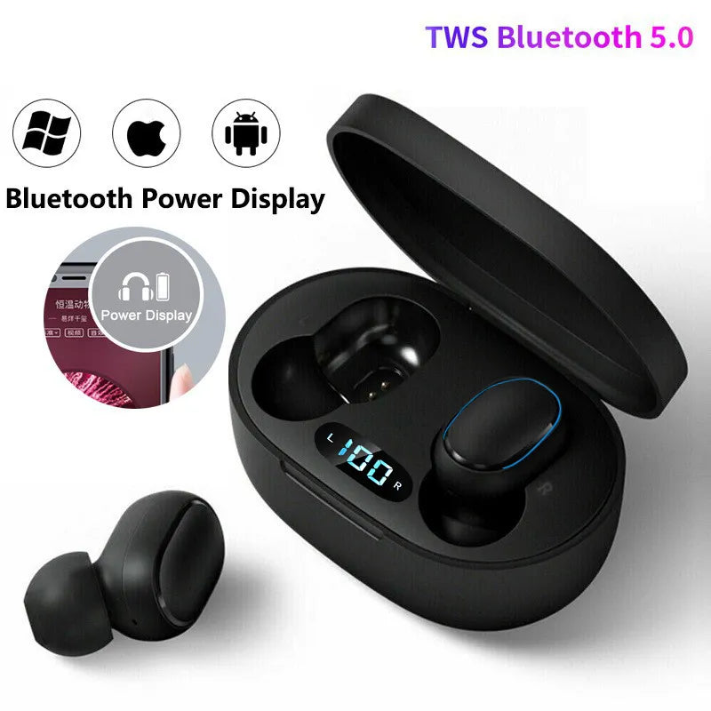 Fones de Ouvido E7s tws, sem fio, bluetooth, à prova água, com microfone e compatível com todos smartphones