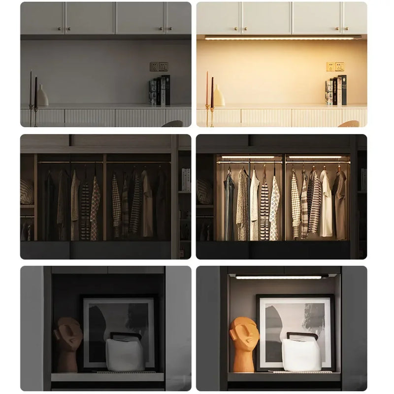 Luz led recarregável, sensor de movimento, para iluminação de armário, guarda-roupa de cozinha e quartos